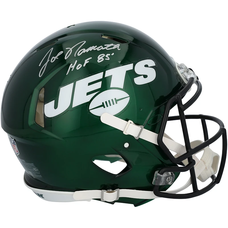Joe Namath New York Jets Autographed Riddell Speed Authentic Helmet with "HOF 85" Inscription