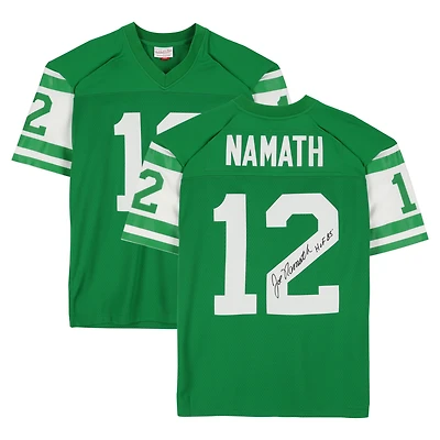 Joe Namath New York Jets Autographed Green Mitchell & Ness Legacy Jersey with "HOF 85" Inscription