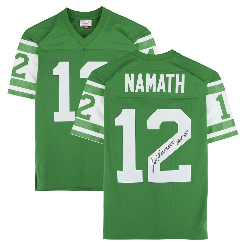 Joe Namath New York Jets Autographed Green Mitchell & Ness Legacy Jersey with "HOF 85" Inscription