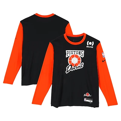 Ron Holland II Detroit Pistons Player-Worn Black Nike City Edition Long Sleeve T-Shirt from the 2024-25 NBA Season - Size XL