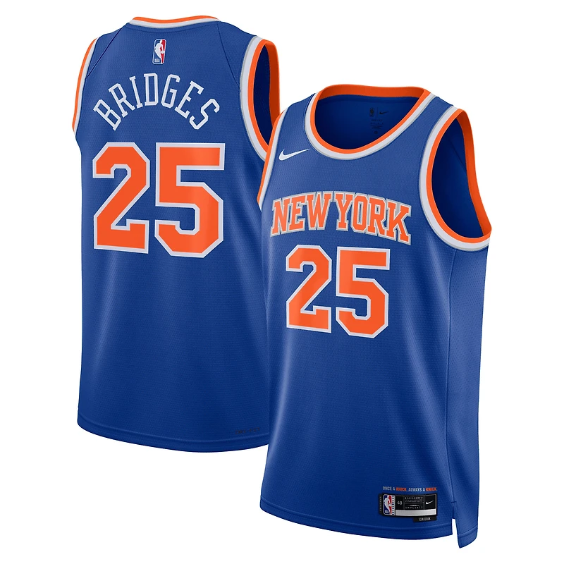 Unisex Nike Mikal Bridges Blue New York Knicks Swingman Jersey - Icon Edition