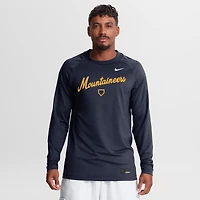 Men's Nike Navy West Virginia Mountaineers Dugout Dri-FIT Lightweight Crew Pullover