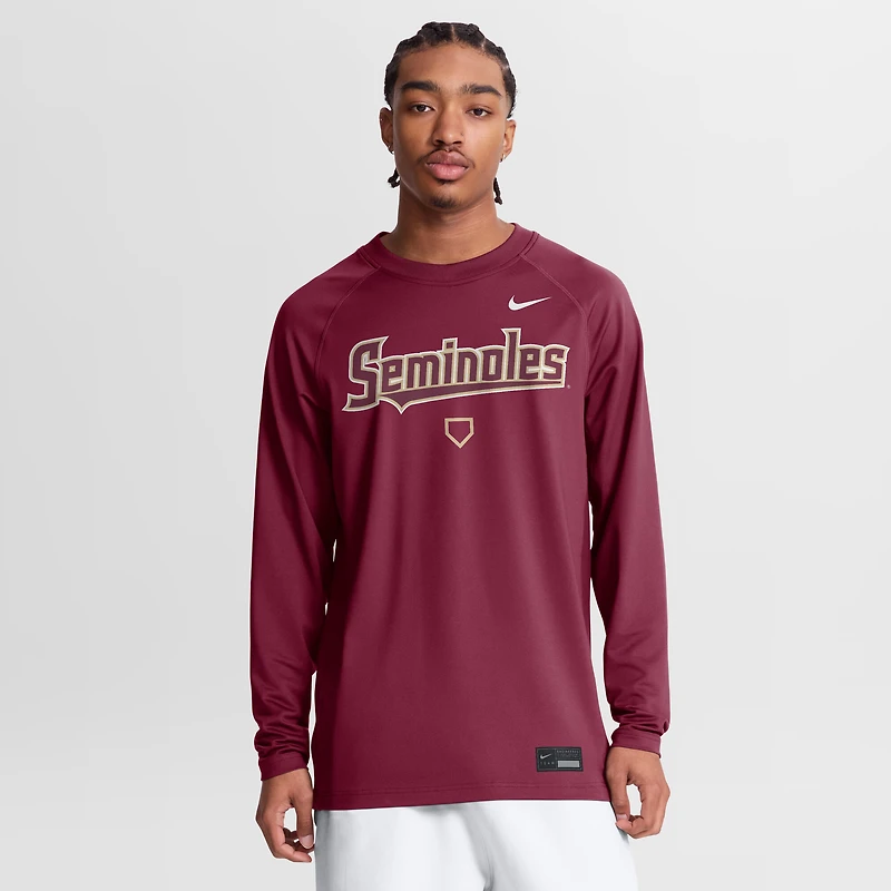 Men's Nike Garnet Florida State Seminoles Dugout Dri-FIT Lightweight Crew Pullover