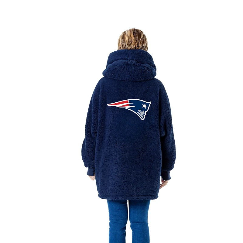 Women's Jill Martin Navy New England Patriots Oversized Hooded Lounger