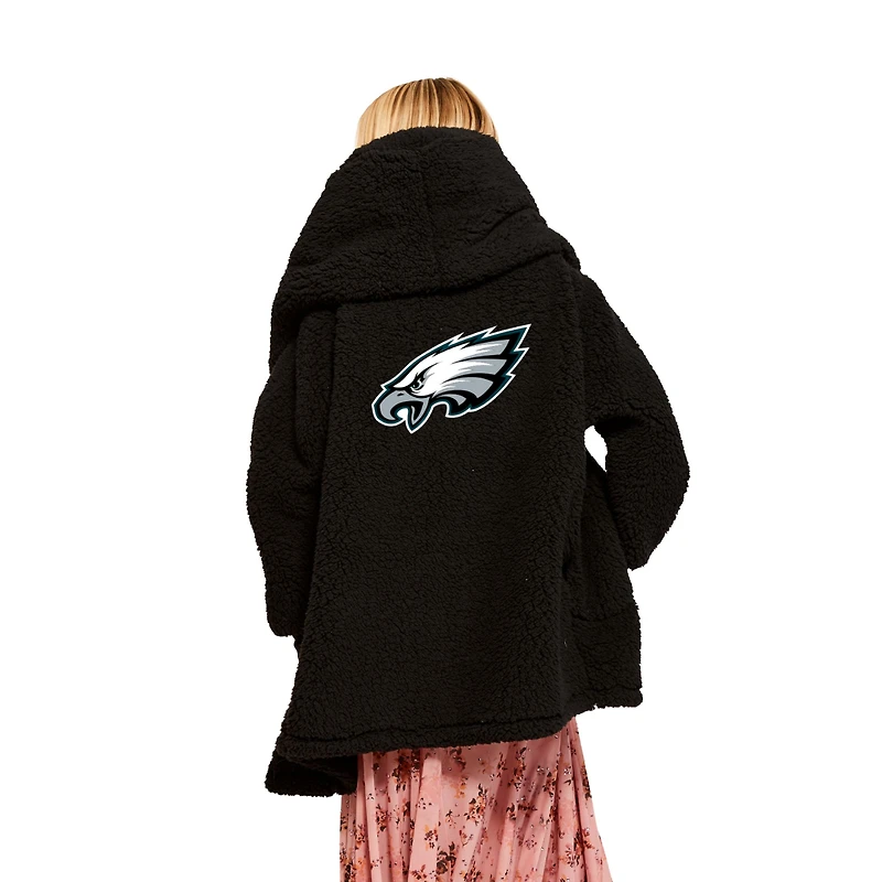 Women's Jill Martin Black Philadelphia Eagles Oversized Hooded Lounger