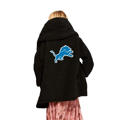 Women's Jill Martin Black Detroit Lions Oversized Hooded Lounger