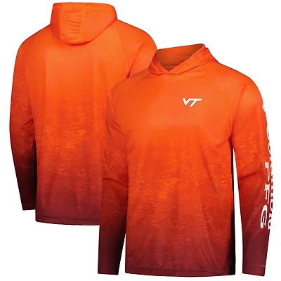 Men's Columbia  Orange Virginia Tech Hokies PFG Gradient Water Super Terminal Tackle Hoodie Omni-Wick T-Shirt