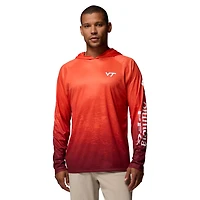 Men's Columbia  Orange Virginia Tech Hokies PFG Gradient Water Super Terminal Tackle Hoodie Omni-Wick T-Shirt