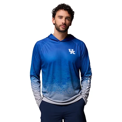 Men's Columbia  Royal Kentucky Wildcats PFG Gradient Water Super Terminal Tackle Hoodie T-Shirt