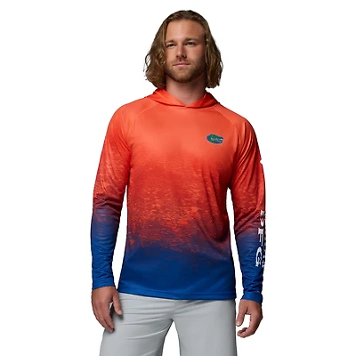 Men's Columbia  Orange Florida Gators PFG Gradient Water Super Terminal Tackle Hoodie Omni-Wick T-Shirt