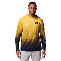 Men's Columbia  Maize Michigan Wolverines PFG Gradient Water Super Terminal Tackle Hoodie Omni-Wick T-Shirt
