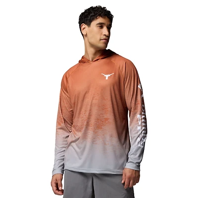 Men's Columbia  Burnt Orange Texas Longhorns PFG Gradient Water Super Terminal Tackle Hoodie Omni-Wick T-Shirt