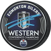 Leon Draisaitl Edmonton Oilers Autographed 2025 Western Conference Champions Hockey Puck