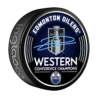 Leon Draisaitl Edmonton Oilers Autographed 2025 Western Conference Champions Hockey Puck