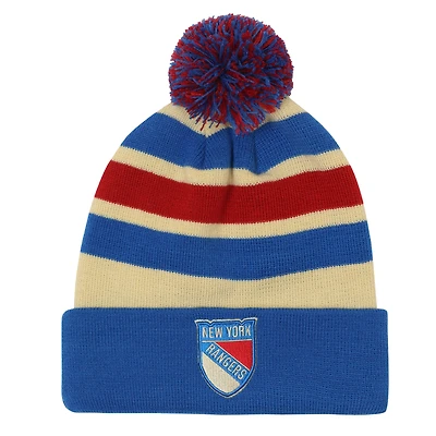 Youth Fanatics Cream/Blue New York Rangers 2026 NHL Winter Classic Cuffed Pom Knit Hat