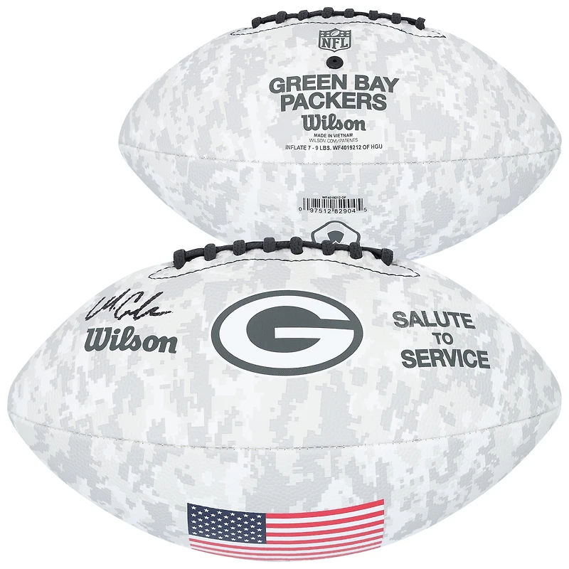 Matthew Golden Green Bay Packers Autographed 2024 Salute To Service Wilson Football