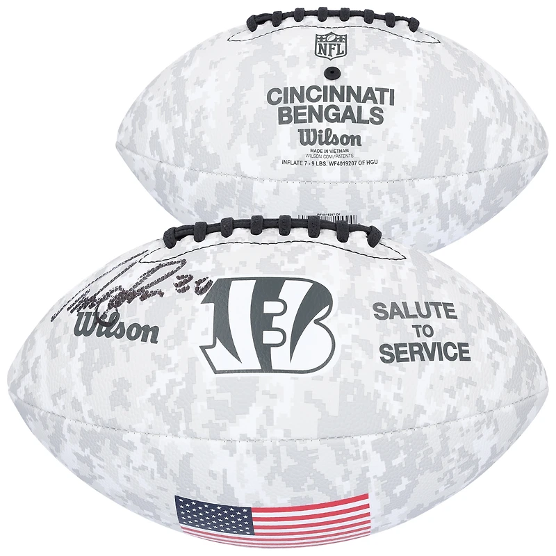 Chase Brown Cincinnati Bengals Autographed 2024 Salute To Service Wilson Football