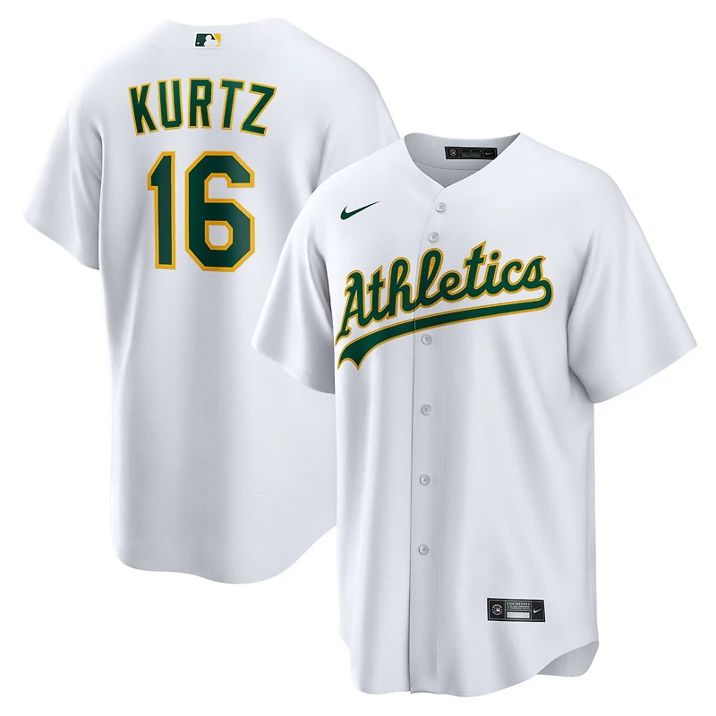Men's Nike Nick Kurtz White Athletics Home Replica Player Jersey