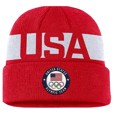 Unisex Nike Red Team USA Utility Cuffed Knit Hat