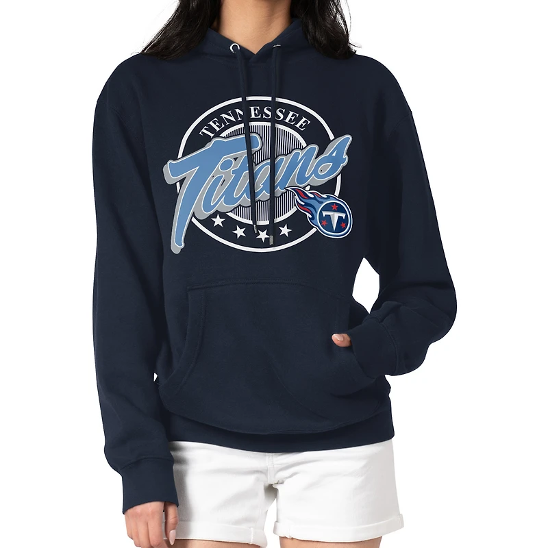 Women's G-III 4Her by Carl Banks Navy Tennessee Titans Pinstripe Circle Fleece Pullover Hoodie