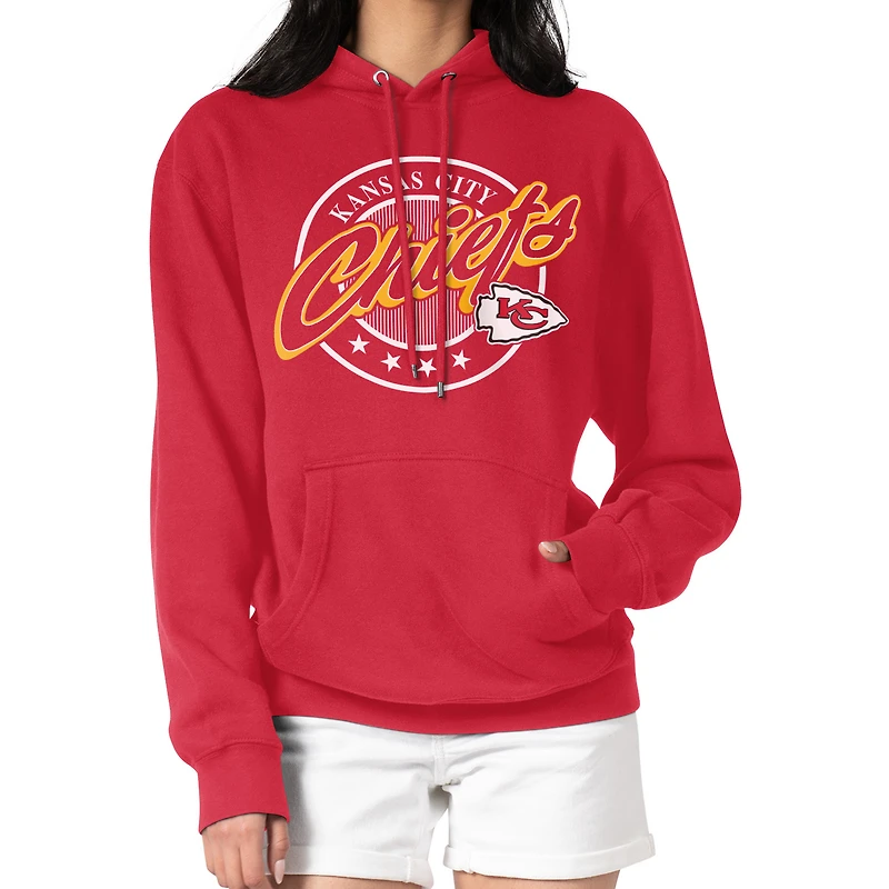 Women's G-III 4Her by Carl Banks Red Kansas City Chiefs Pinstripe Circle Fleece Pullover Hoodie