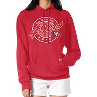 Women's G-III 4Her by Carl Banks Scarlet San Francisco 49ers Pinstripe Circle Fleece Pullover Hoodie