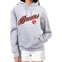 Women's G-III 4Her by Carl Banks Gray Cleveland Browns Pinstripe Circle Fleece Pullover Hoodie