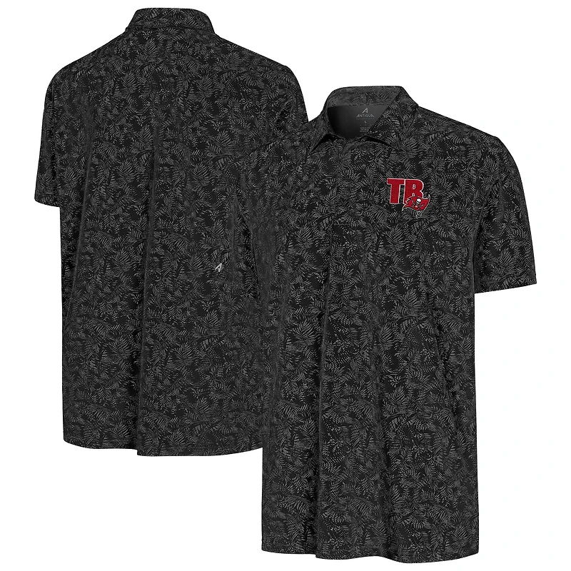 Men's Antigua Black Tampa Bay Buccaneers Lush Polo