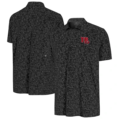 Men's Antigua Black Tampa Bay Buccaneers Lush Polo