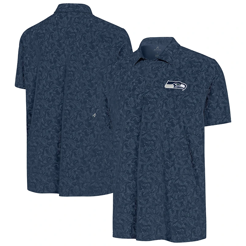 Men's Antigua College Navy Seattle Seahawks Lush Polo