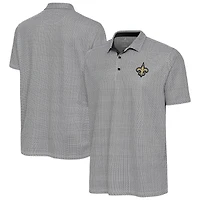 Men's Antigua Black/White New Orleans Saints Intersect Polo