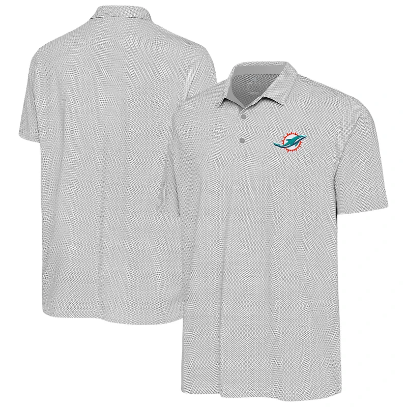 Men's Antigua Gray/White Miami Dolphins Intersect Polo