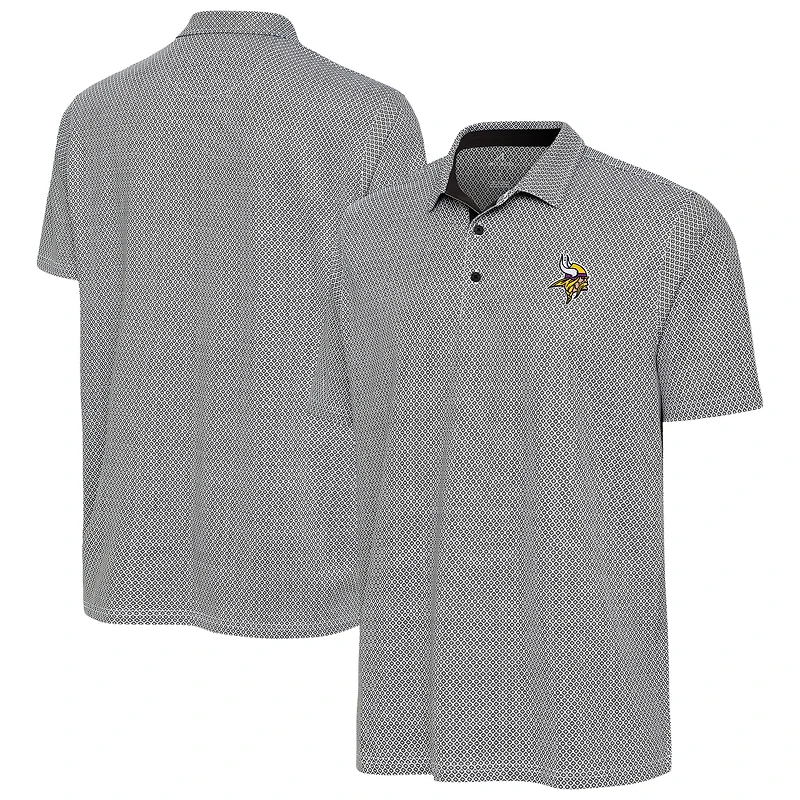 Men's Antigua Black/White Minnesota Vikings Intersect Polo
