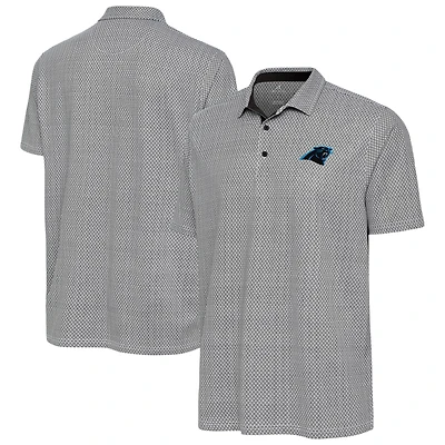 Men's Antigua Black/White Carolina Panthers Intersect Polo