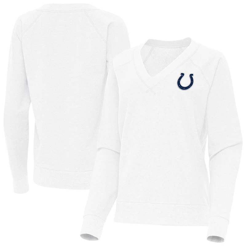 Women's Antigua White Indianapolis Colts Varsity Tri-Blend V-Neck Long Sleeve T-Shirt