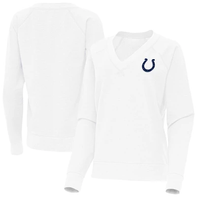 Women's Antigua White Indianapolis Colts Varsity Tri-Blend V-Neck Long Sleeve T-Shirt