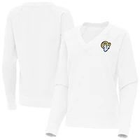 Women's Antigua White Los Angeles Rams Varsity Tri-Blend V-Neck Long Sleeve T-Shirt