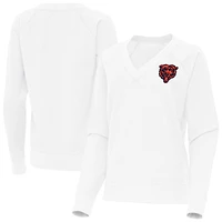 Women's Antigua White Chicago Bears Varsity Tri-Blend V-Neck Long Sleeve T-Shirt