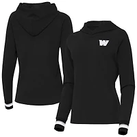 Women's Antigua Black Washington Commanders Trek Raglan Pullover Hoodie