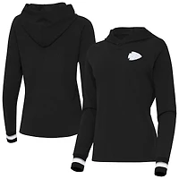 Women's Antigua Black Kansas City Chiefs Trek Raglan Pullover Hoodie