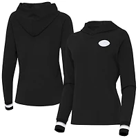 Women's Antigua Black New York Jets Trek Raglan Pullover Hoodie