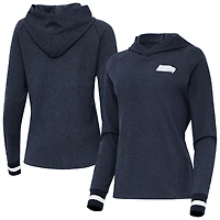 Women's Antigua Heather College Navy Seattle Seahawks Trek Raglan Pullover Hoodie
