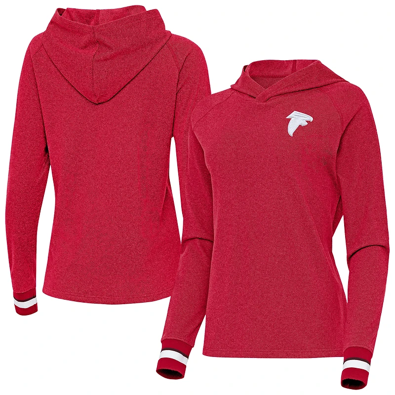 Women's Antigua Red Atlanta Falcons Trek Raglan Pullover Hoodie