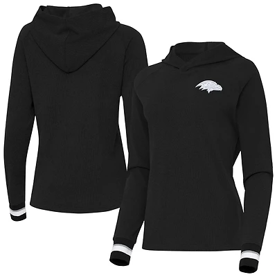 Women's Antigua Black Baltimore Ravens Trek Raglan Pullover Hoodie