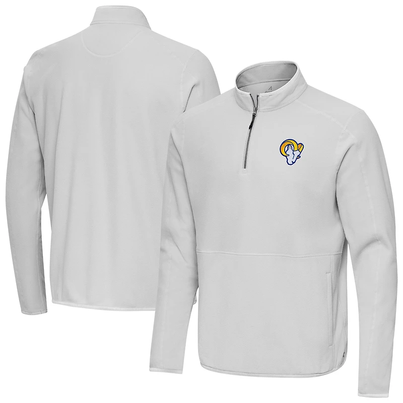 Men's Antigua Gray Los Angeles Rams Step Up Quarter-Zip Pullover