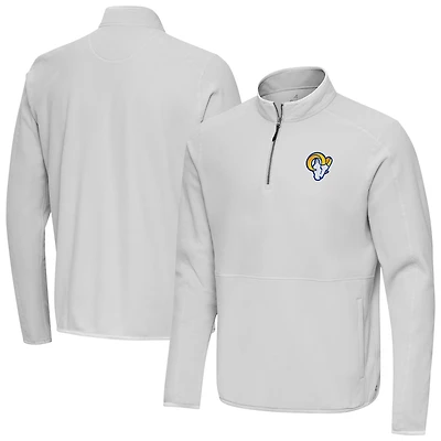 Men's Antigua Gray Los Angeles Rams Step Up Quarter-Zip Pullover