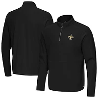 Men's Antigua Black New Orleans Saints Step Up Quarter-Zip Pullover