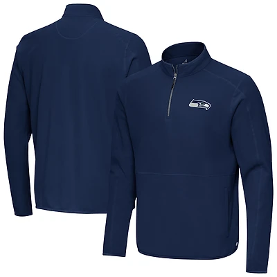 Men's Antigua College Navy Seattle Seahawks Step Up Quarter-Zip Pullover
