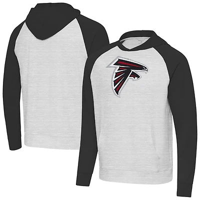 Men's Antigua Heather Gray/Black Atlanta Falcons Urgent Raglan Pullover Hoodie