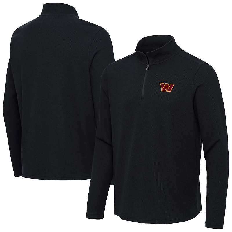 Men's Antigua  Heather Black Washington Commanders Sync Tri-Blend Quarter-Zip Pullover
